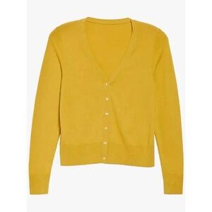 RARE Alex Mill Crop Cotton Blend Cardigan Celestial Buttons Yellow XS